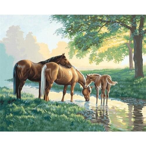 Animal Horse DIY Cross Stitch Embroidery 11CT Kits Craft Needlework Set Printed Canvas Cotton Thread Home Decoration On Sell