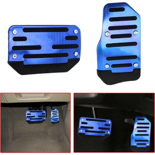 2pcs Blue Aluminum Non-slip PVC Board Automatic Gas Brake Foot Pedal Pad Cover Accelerator Pad Cover Accessories Parts