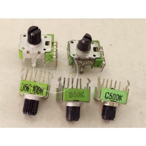 Original new 100% 142 vertical double potentiometer C100K C500K B50K shaft 8MM 6pin (SWITCH)