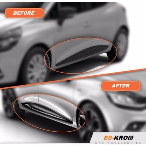 1 suit 4 pcs front left right rear left right door Red side molding stainless steel chrome Trim Renault Clio 2012 Up to 4 5 DR SW