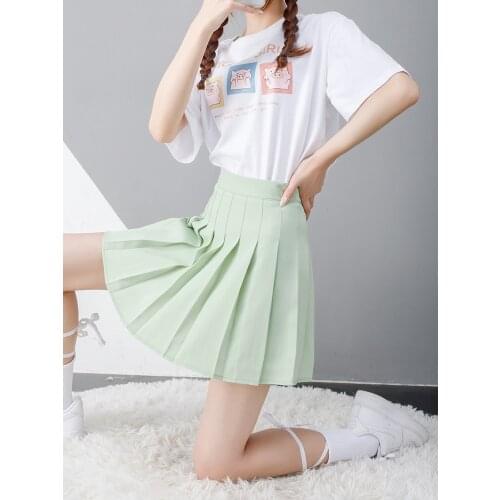 Pleated Mini Skirt Green Pleated Skirt Womens Summer High-waisted Skirt A Word A Hundred Skirts Pleated Skirt Korean Style