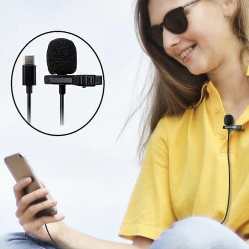 Portable Type C /USB Clip-on Wired Microphone Lapel Lavalier Mic for Computer Laptop Mobile Phone for Meeting Live Streaming