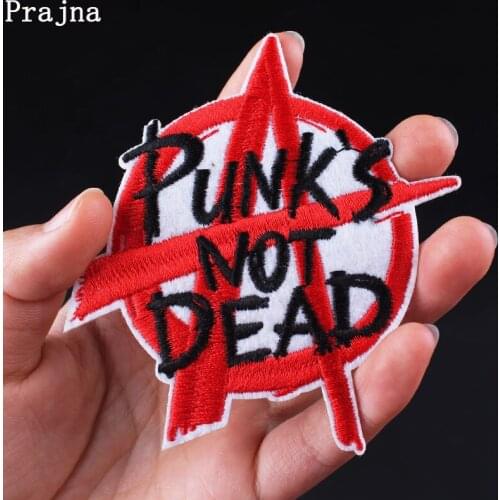 Prajna Punk Skull Patch Iron on Patches On Clothes Embroidered Patches for Clothing Cat Zipper Stripes DIY Applique Decor