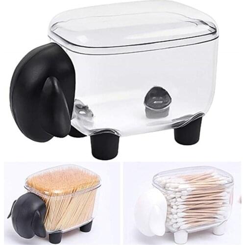 Transparent Sheep Storage Tank Plastic Dustproof Desktop Table Toothpick Box Cotton Swab Paper Clips Box Desktop Storage