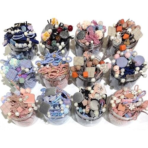 Box Packed Women Girls Cute Knot Pearl Elastic Hair Band Ponytail Holder Scrunchie Headband Rubber Band Fashion Hair Accessories