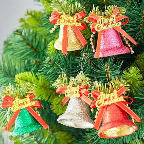6pcs/Box Christmas Decorative Mix Colored Bells Christmas decoration Plastic Bell Christmas Tree Accessories