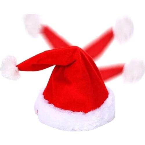 Christmas Snapback Adjustable Hat Funny Shaking Dancing Singing Santa Claus Cap Electric Toys Xmas Party Prop Decoration