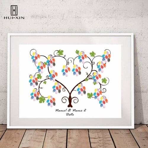 Heart Shape Weeding Tree Fingerprint Signature Guestbook Personalized DIY Free Name Date Guest Book For Wedding Party Decoration
