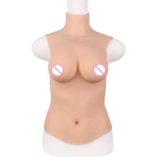 Silicone Breast Forms Half Body High Collar Portable Mastectomy Breast C D E G Cup Ajusen for Crossdresser Transgender