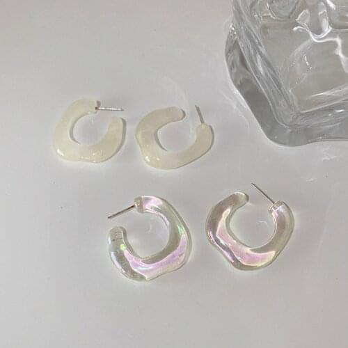 TARCLIY New Transparent Phantom Color Resin Hoop Earring Geometric U-Shaped Earring Chic Simple Women Party Jewelry Gifts 2021