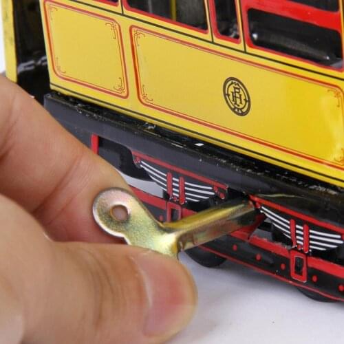Vintage Retro Tram Car Tin Toy Classic Clockwork Mechanical Tin Up Toy Kids For Adult Green/yellow Collectible Model Car Wi D5F3