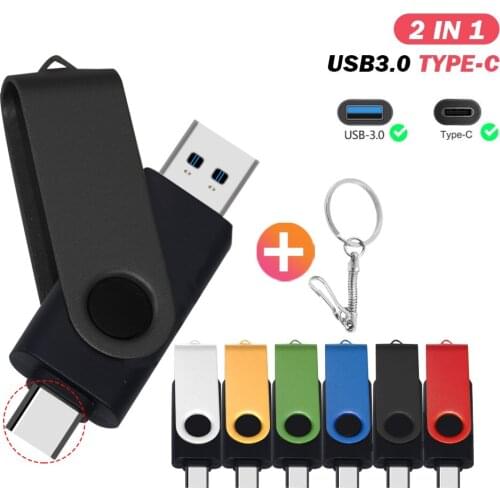 High speed smart pendrive 128GB 256GB memoria usb Real capacity flash drive 64GB 512GB Pen drive usb 3.0 with Type-C adapter