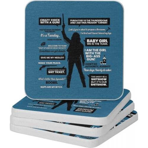 Wynonna Earp Quotes Silhouette Diatomaceous Earth Square Round Coaster Non Slip Cup Bonsai Mat Soap Toothbrush Pad 10x10cm