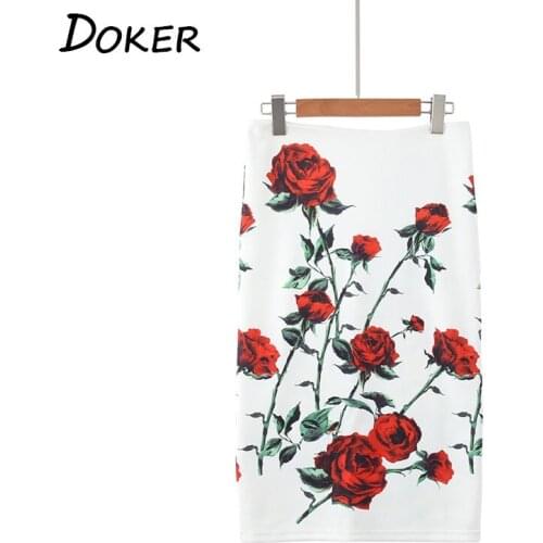 Womens Pencil Skirt 2020 New Floral Print High Waist Slim Skirts Young Girl Summer Plus Size Office Lady A Line Bodycon Skirt
