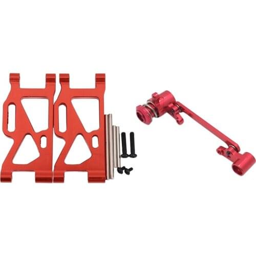 2PCS Rear Lower Suspension Arm for Wltoys 144001 1/14 & 1set Steering Clutch Assembly Steering Servo Saver Complete