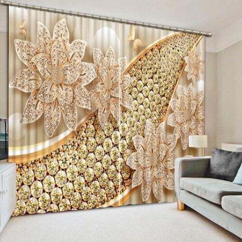 Rhinestone curtains 3D Curtain Luxury Blackout Window Curtain Living Room custom curtains