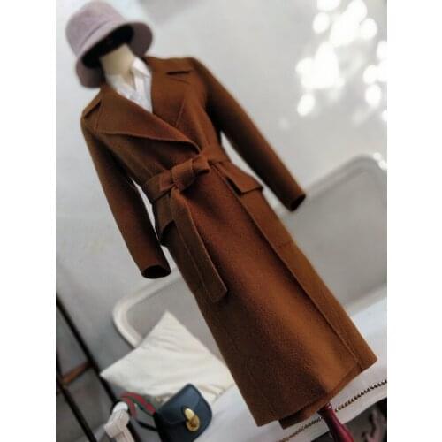 Women Woolen Outerwear 2020 Spring High Quality Handmade Woolen Coat Thicken Alpaca Notched Collar Wool Outerwear New