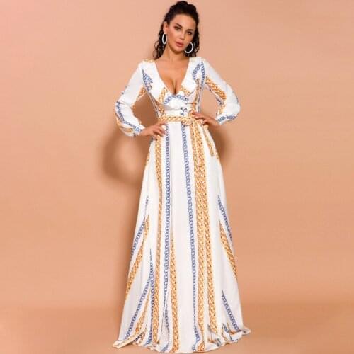 Femme Elegant Cocktail Dresses Floor Length Deep V-neck Dresses Semi Formal Dresses Striped Pattern Cocktail Dresses For Party