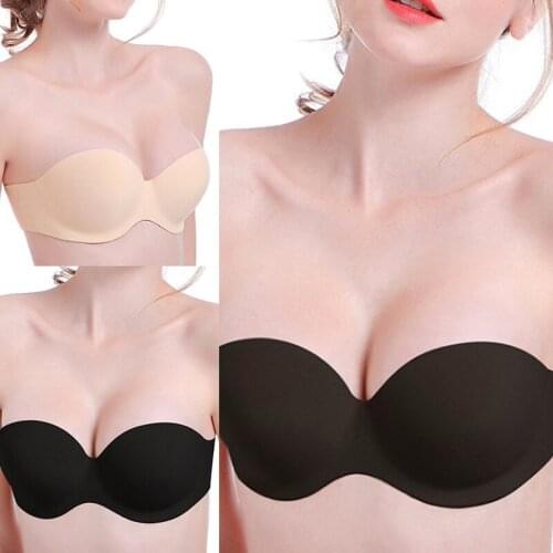 Women Magic Push Up Bra Strapless Summer Seamless Bras Underwired 1/2 Cup Underwear For Dress Wedding Backless Invisible Bras