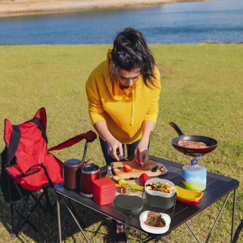 1.2L/1.5L Outdoor Military Canteen Mess Tin Kit Camping Cookware Lunch Box Cooking Pot for Backpacking Fishing Hiking Picnic