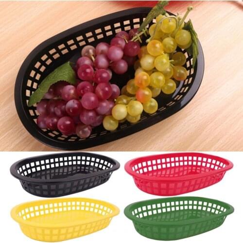 1Pc/12Pcs Portable Food Basket Oval Shape Dinnerware Plastic French Fries Fast Food Storage Plate for Restaurant Snack Container