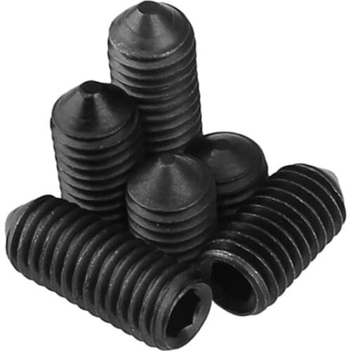 10/20pcs Black Cone Cup Point Grub Screws Set Screw 12.9 Grade Inner Hexagon M2.5-M12