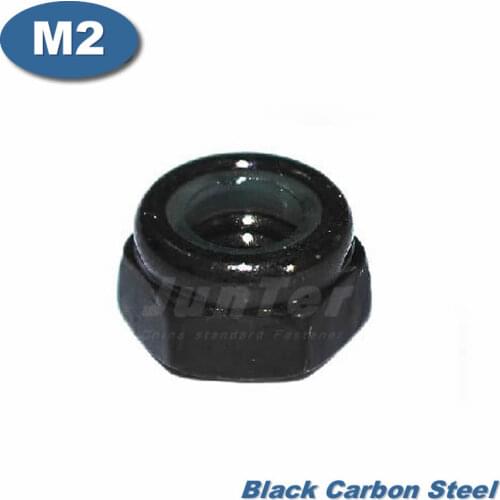 100pcs/lot DIN985 M2 Black Carbon Steel Nylon Lock Nut