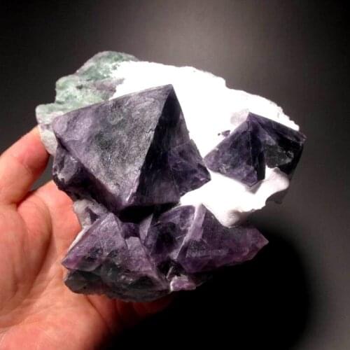 1019g Purple-Green Fluorite Cluster on Quartz Matrix - crystals and stones healing Mineral specimen Home Decor feng shui