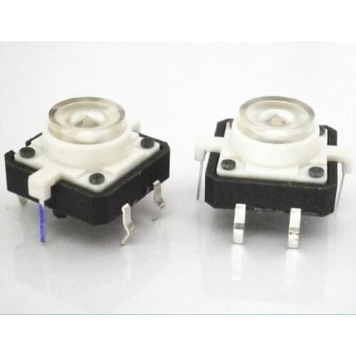12*12*7MM With lamp switch YT2123 2PIN 12X12 Light touch switch LED Key switch 12X12X7MM white