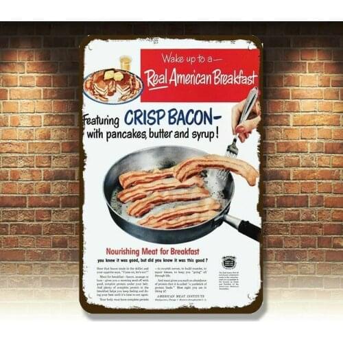 1950 AMERICAN MEAT INSTITUTE Vintage Look DECORATIVE METAL SIGN - CRISP BACON CO