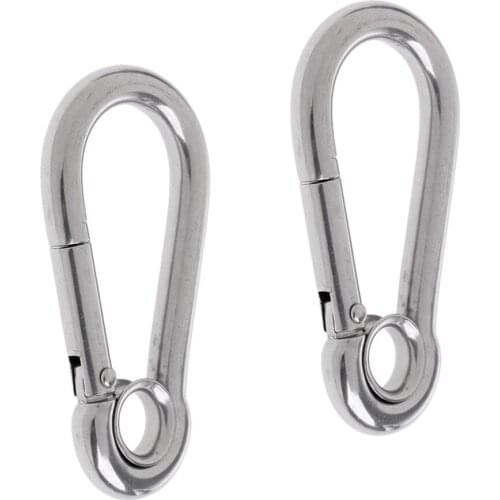2pcs Stainless Steel Climbing Carabiner Clip Hook with Eye for Climbing/ Hiking 80 x 40mm Thickness 8mm