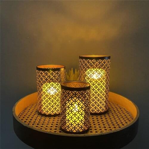 3Pcs/Set Nordic Iron Hollow Out Candle Holder Desktop Wedding Centerpiece Tealight Candlestick