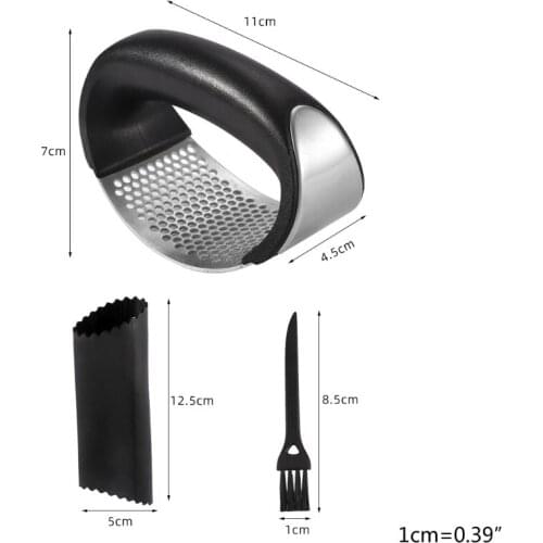 3 Pcs Manual Rocking Garlic Press Ring Hand Mincer Crusher and Peeler Rust Proof