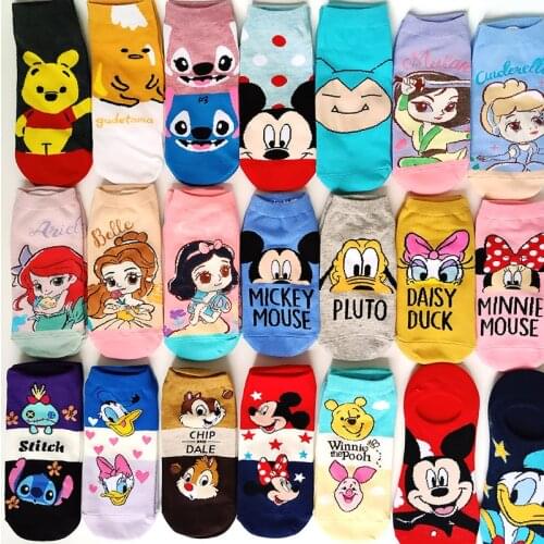 5 Pairs/Pack Women Short Socks Disney Mickey Mouse and Donald Duck Mickey Minnie Star Wars Theme Cute Ankle Socks