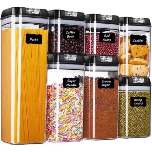 7Pcs Plastic Food Storage Container Jar Set with Lid Kitchen Bulk Sealed Cans Refrigerator Multigrain Tank Container for Cereal