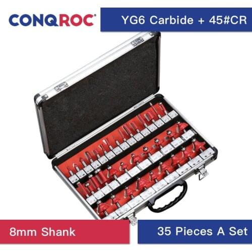 35 Pieces Wood Router Bits Set 8mm Shank Woodworking Milling Cutters Kit with Metal Case