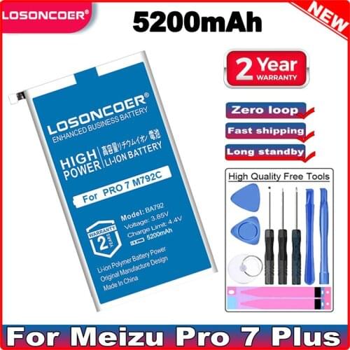 LOSONCOER 5200mAh BA792 Battery For Meizu Pro 7 M792C M792C-L M792M-L M792Q M792Q-L High Quality Battery ~In Stock