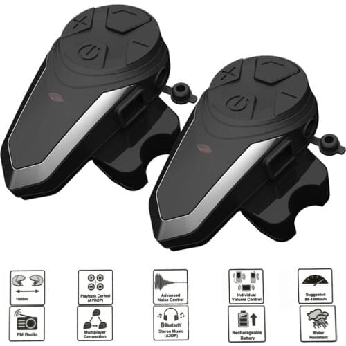 BT-S3 Helmet Intercom Moto Walkie Talkie Bluetooth Interphone Headset with FM Wireless Motorcycle Helmet Interphone Headsets