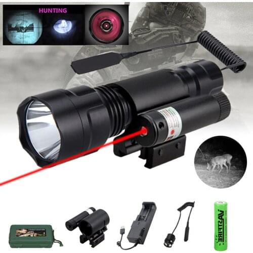 C8 IR Hunting Flashlight 850nm 940nm Night Vision Red Night Vision Rifle Scope Weapon Gun Light With Red/Green Laser Dot Sight