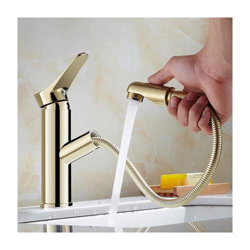Black Copper Chrome Bathroom Faucet Gold pull out basin faucets Hot and Cold Mixer tap Antique Brass Lavatory Tap