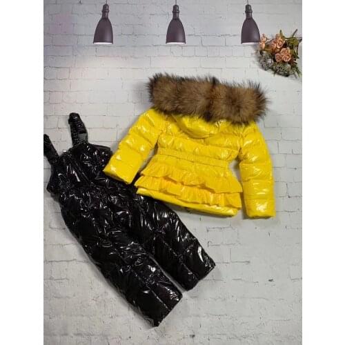 2021 winter jacket child snowsuit girl jackets+pant girl suit real fur outerwear parka snowsuit ski suit child winter overcoat