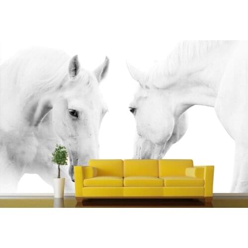 White horse background wall painting mural 3d wallpaper 3d wall papers for tv backdrop