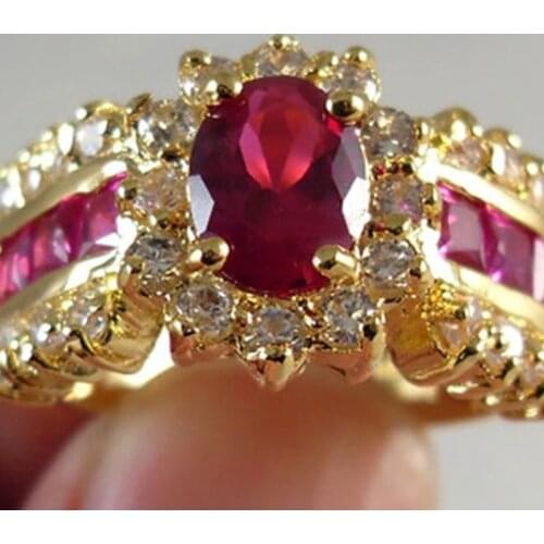 Funmode Red Cubic Zircon Engagement Rings For Women Gothic Simple Rings Party Gifts Wholesale FR224