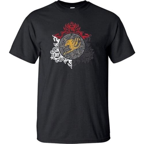 FAIRY TAIL Tshirt Men T Shirt Japanese Anime Natsu Tshirts Summer Cotton Short Sleeve Black White Loose Harajuku Print T-Shirt