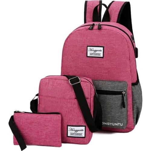 Canvas Usb Contrast color School Bags for 2020 Girls Boys Teenagers Backpack Bookbags Large Capacity College Teen School bag sac