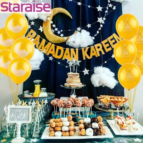 EID MUBARAK KAREEM Balloons Glitter Gold Banner Muslim Party Favors EID Ramadan Eid Al Adha Islamic Mubarak Party Decoration