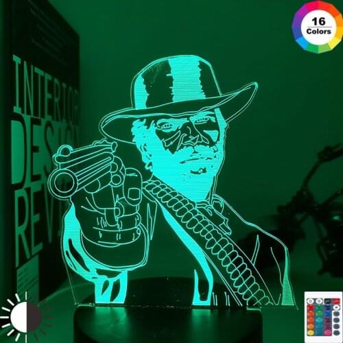Game Red Dead Redemption 2 Gift Acrylic 3d Lamp for Game Room Decor Nightlight RDR2 Arthur Morgan Figure Kids Led Night Light