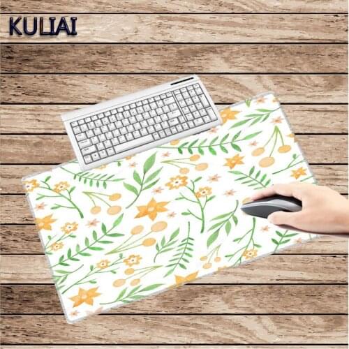 XGZ Orange Green Leaves ART Printing Rubber Rectangle Mouse Pad Size 30X60 To 40X90 Cm for Office PC Home Table Keyboard Mats