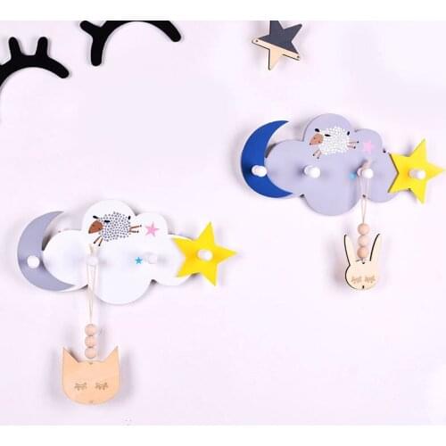 Creative Cute Star Moon Cloud Shape Nail-free Wall Clothes Hooks Kids Room Decorative Key Hanging Hanger Kitchen Storage Hook