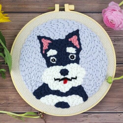 Punch Needle Embroidery Kits for Beginner Contains Threader Embroidery Hoop Yarn All Materials Tools Easy DIY Craft Animal Set